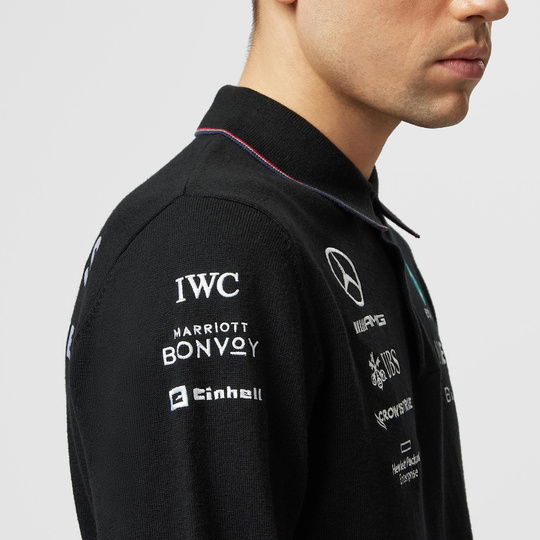 Sweterek Polo męskie LS Team Black Mercedes AMG F1 