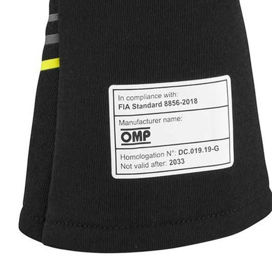 Rękawice OMP Sport MY25 czarne/żółte (FIA)