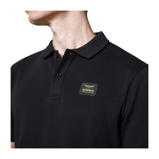 Polo męskie Tech Waffle czarne Aston Martin F1 2025