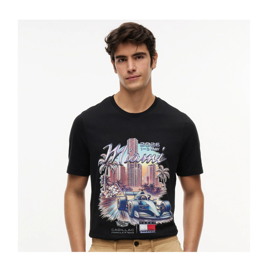 T-shirt męski czarny Miami Graphic Cadillac F1 2026