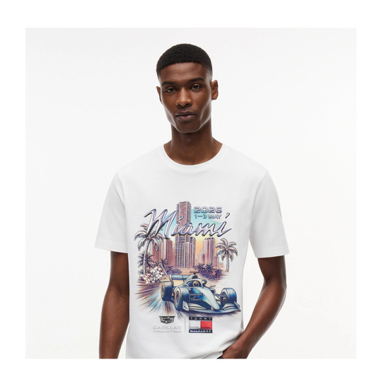 T-shirt męski biały Miami Graphic Cadillac F1 2026