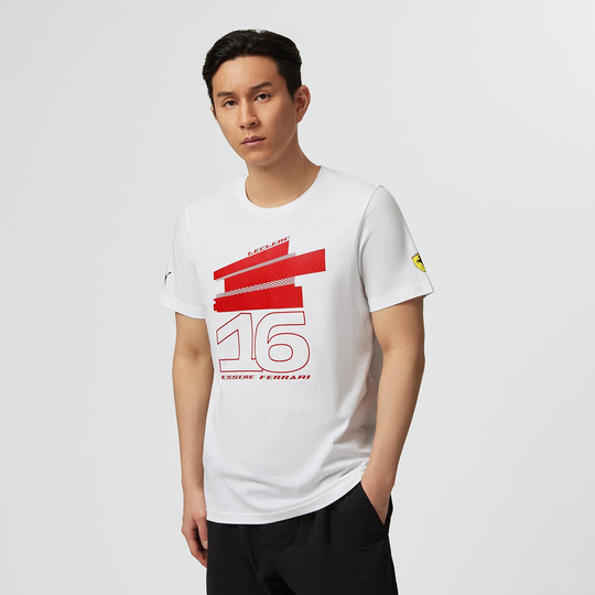 T-shirt męski Leclerc Driver White Ferrari F1 