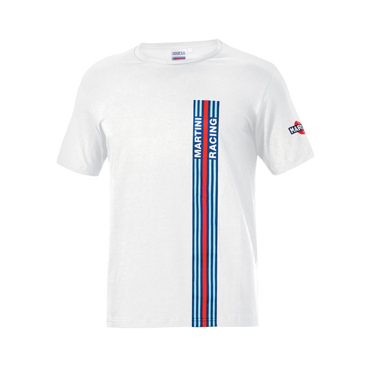 T-ahirt męski Stripes Sparco Martini Racing biały