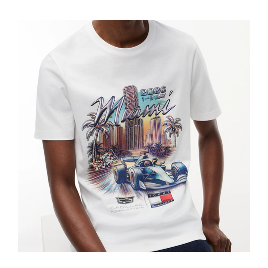 T-shirt męski biały Miami Graphic Cadillac F1 2026