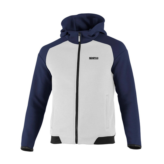 Bluza z kapturem Sparco Full Zip MY25 biało-granatowa
