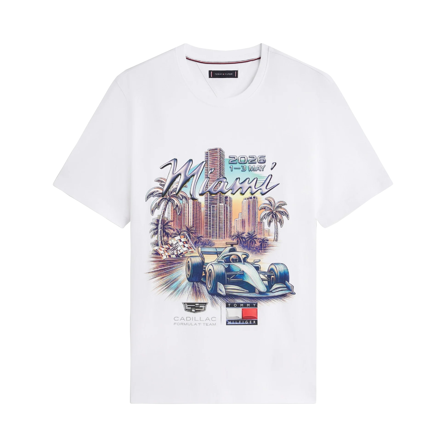 T-shirt męski biały Miami Graphic Cadillac F1 2026